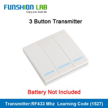 Load image into Gallery viewer, FUNSHION LAB 433MHz Universal Wireless Remote Control 86 Wall Panel RF Transmitter Receiver 1 2 3 Button For Home Light Switch