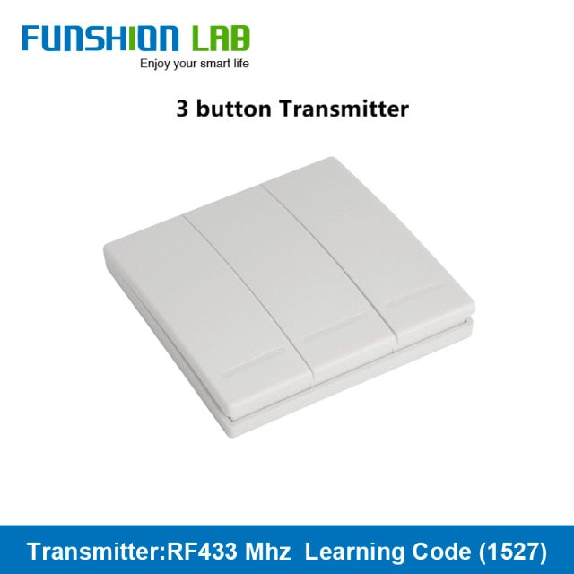 FUNSHION LAB 433MHz Universal Wireless Remote Control 86 Wall Panel RF Transmitter Receiver 1 2 3 Button For Home Light Switch