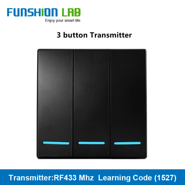 FUNSHION LAB 433MHz Universal Wireless Remote Control 86 Wall Panel RF Transmitter Receiver 1 2 3 Button For Home Light Switch