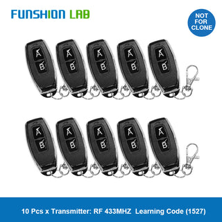 FUNSHION 433 MHz RF Remote Control Learning Code 1527 EV1527 For Gate Garage Door Controller Alarm Key 433mhz Included Battery