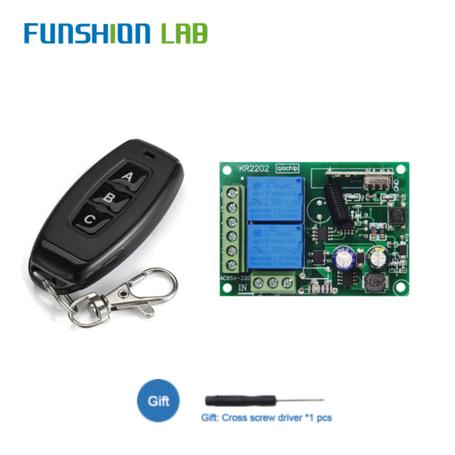 433Mhz AC 110V 220V 2CH Relay Receiver Module Transmitter Universal Wireless Remote Control Switch for Motor Lamp LED Light DIY