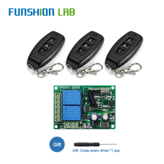 433Mhz AC 110V 220V 2CH Relay Receiver Module Transmitter Universal Wireless Remote Control Switch for Motor Lamp LED Light DIY
