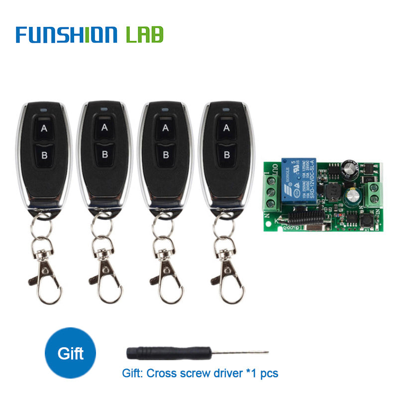 FUNSHIO 433Mhz Universal Wireless Remote Control Switch AC 110V 220V 1CH RF Relay Receiver Module   RF 433Mhz Remote Transmitter