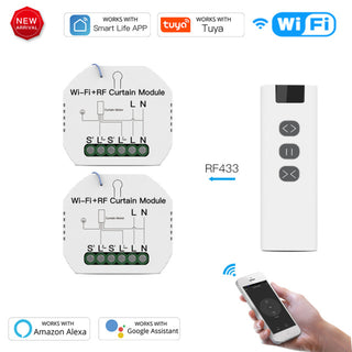 Funshion WiFi RF433 Blinds Curtain Switch  for Electric Roller Shutter Sunscreen Tuya Smart Life Google Home Alexa Smart Home