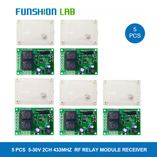 FUNSHION  433Mhz DC 6V 12V 24V Universal Wireless Remote Control Switch 2 CH RF Relay Receiver Module DC5-30V For Smart Home
