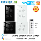 FUNSHION Tuya Smart Life WiFi RF 2 Gang Double Curtain Blind Switch for Roller Shutter Electric Motor With Google Home Alexa