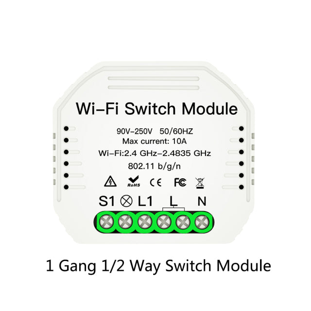1/2 Way 1/2/3 Gang Mini WiFi Smart Light Switch Relay Module Smart Life Tuya Wireless Remote Control Work with Alexa Google Home