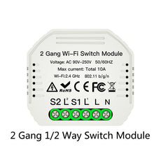 Load image into Gallery viewer, 1/2 Way 1/2/3 Gang Mini WiFi Smart Light Switch Relay Module Smart Life Tuya Wireless Remote Control Work with Alexa Google Home
