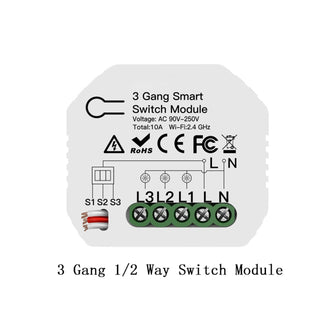 1/2 Way 1/2/3 Gang Mini WiFi Smart Light Switch Relay Module Smart Life Tuya Wireless Remote Control Work with Alexa Google Home