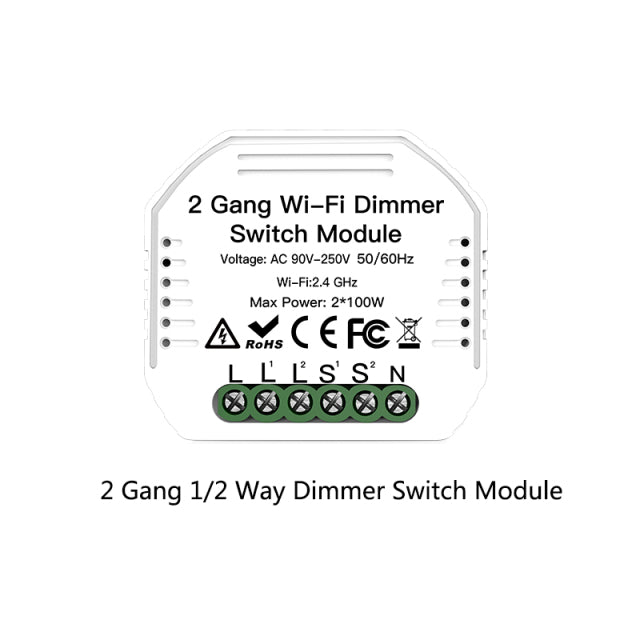 1/2 Way 1/2/3 Gang Mini WiFi Smart Light Switch Relay Module Smart Life Tuya Wireless Remote Control Work with Alexa Google Home