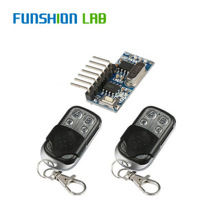 FUNSHION 2pcs433 Mhz Remote Control + 433Mhz Wireless Receiver Learning Code 1527 Decoding Module 4Ch Output Learning Button DIY