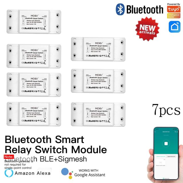 Bluetooth Smart Switch Relay Module Single Point Control Sigmesh Wireless Remote Control with Alexa Google Home tuya