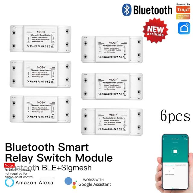 Bluetooth Smart Switch Relay Module Single Point Control Sigmesh Wireless Remote Control with Alexa Google Home tuya