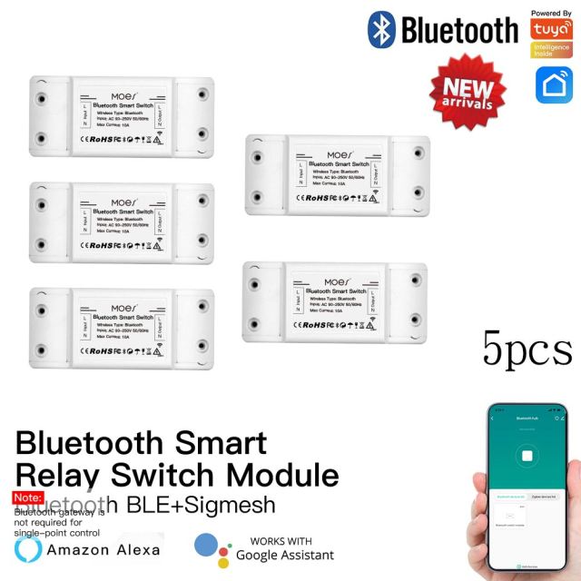 Bluetooth Smart Switch Relay Module Single Point Control Sigmesh Wireless Remote Control with Alexa Google Home tuya