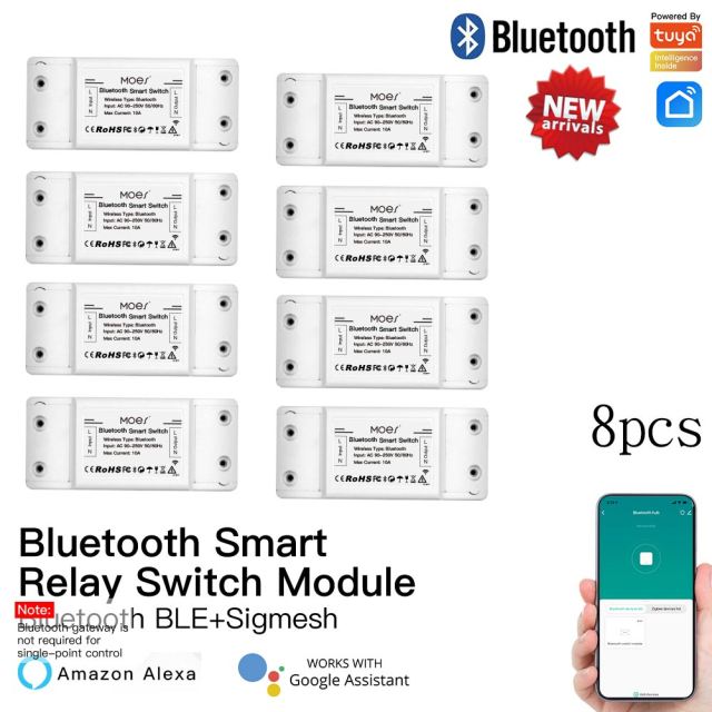Bluetooth Smart Switch Relay Module Single Point Control Sigmesh Wireless Remote Control with Alexa Google Home tuya