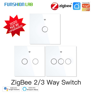 ZigBee Wall Touch Smart Light Switch With Neutral/No Neutral ,No Capacitor Smart Life/Tuya Works with Alexa,Google Hub Required