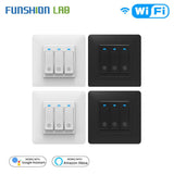 Funshion 2pcs White WiFi Smart Push Button Curtain RollerBlinds Shutter Switch Tuya Remote Control Works with Alexa Google Home